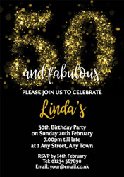 sparkly 50th birthday party invitations