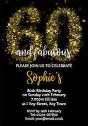 sparkly 60th birthday party invitations