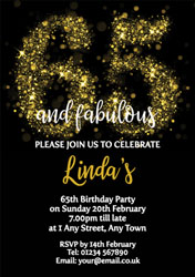 sparkly 65th birthday party invitations