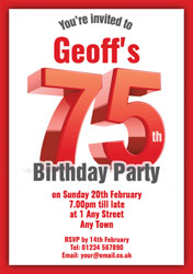 big red 75th birthday party invitations