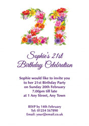 floral 21st birthday party invitations