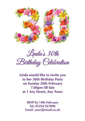 floral 30th birthday party invitations