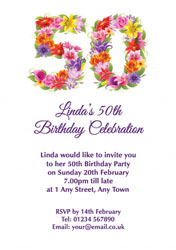 floral 50th birthday party invitations