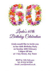 floral 60th birthday party invitations