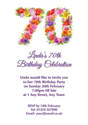 floral 70th birthday party invitations