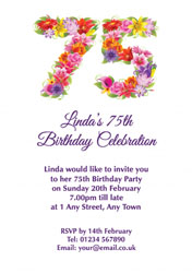 floral 75th birthday party invitations
