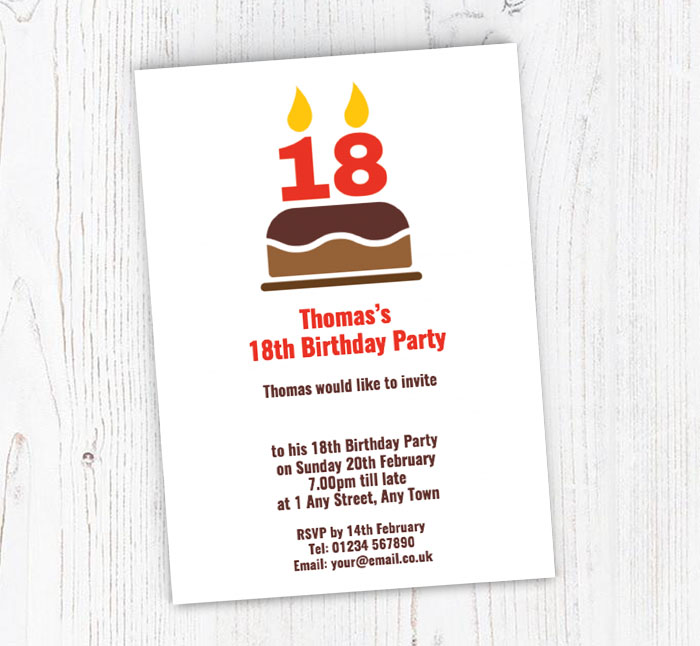 18th candles on cake party invitations