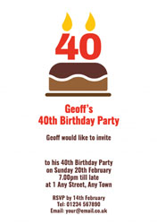 40th candles on cake party invitations