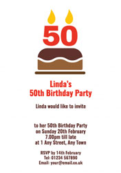 50th candles on cake party invitations