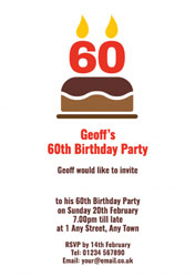 60th candles on cake party invitations