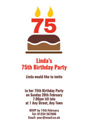75th candles on cake party invitations