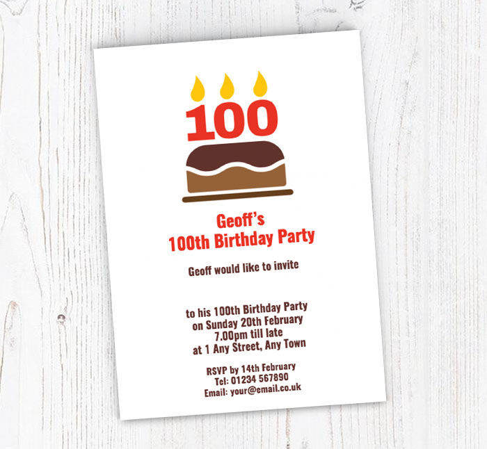 100th candles party invitations