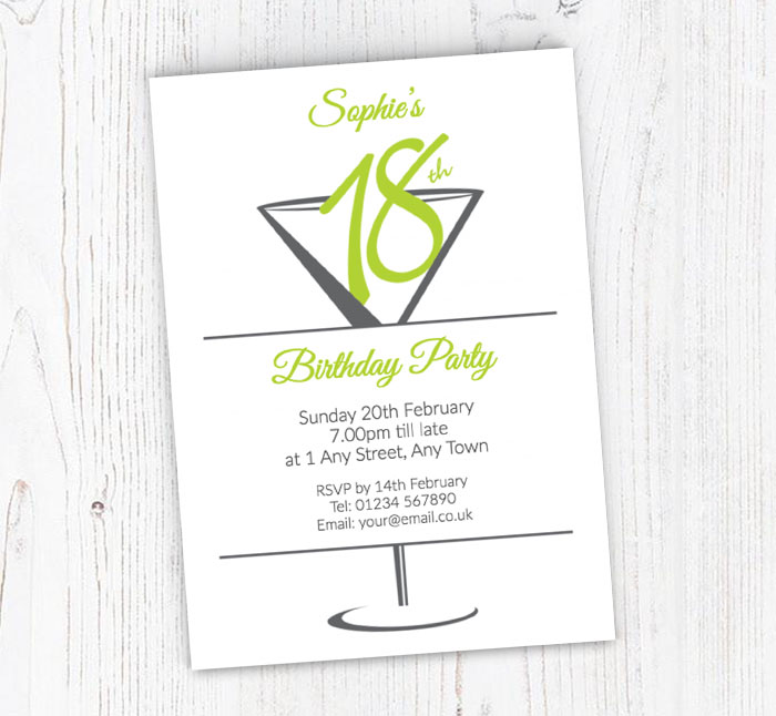cocktail glass 18th party invitations