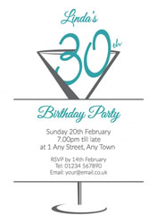 cocktail glass 30th party invitations