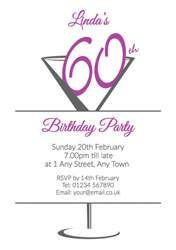 cocktail glass 60th party invitations
