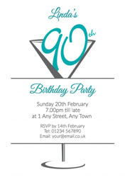 cocktail glass 90th party invitations