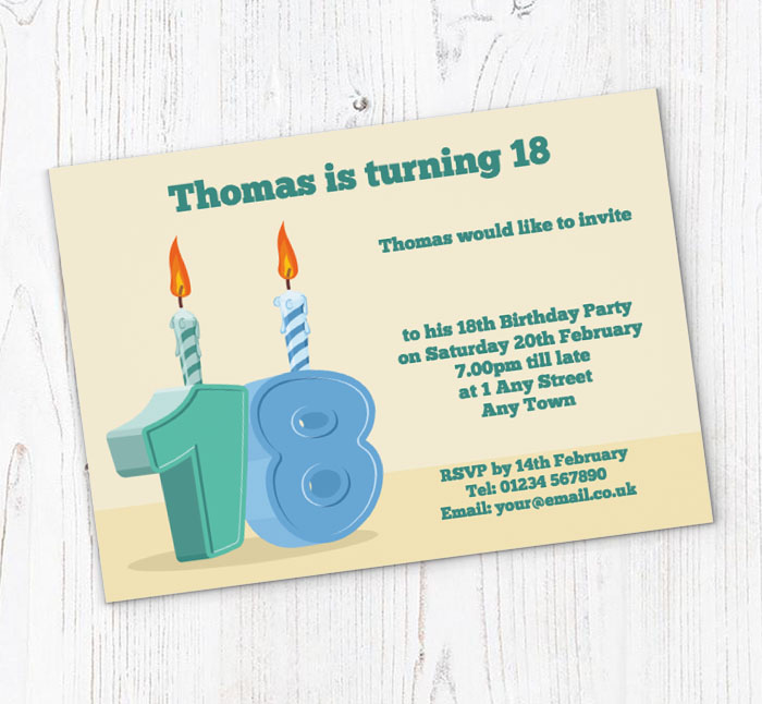 18th candle birthday party invitations
