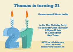 21st candle birthday party invitations