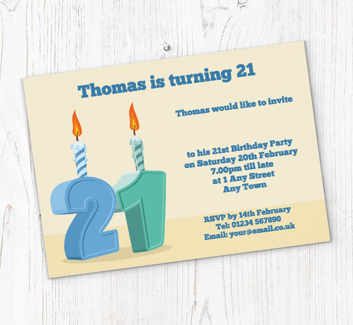 21st candle birthday party invitations