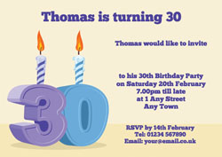 30th candle birthday party invitations