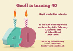 40th candle birthday party invitations