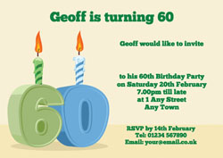 60th candle birthday party invitations