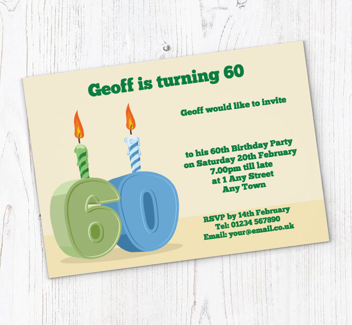 60th candle birthday party invitations