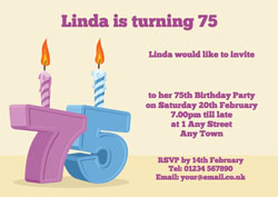 75th candle birthday party invitations