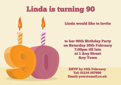 90th candle birthday party invitations