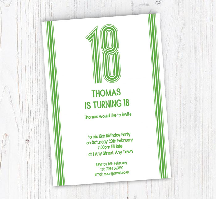 18th vertical stripes party invitations