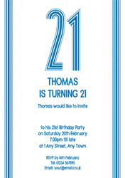 21st vertical stripes party invitations