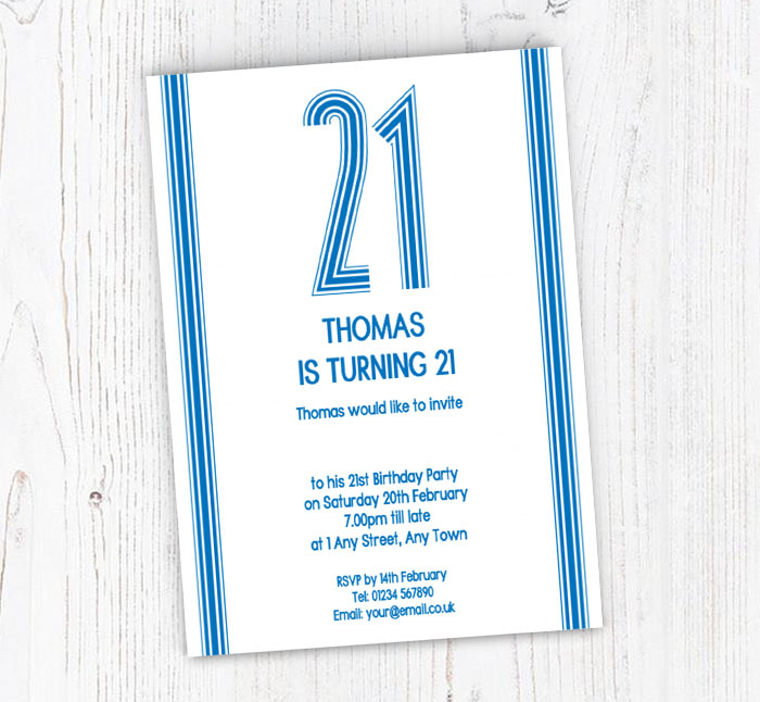 21st vertical stripes party invitations