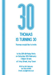 30th vertical stripes party invitations