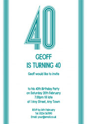 40th vertical stripes party invitations