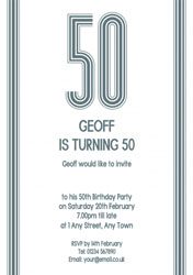 50th vertical stripes party invitations