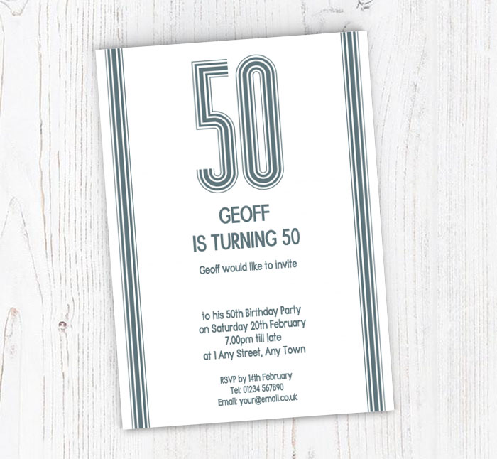 50th vertical stripes party invitations