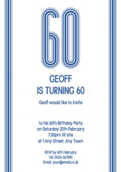 60th vertical stripes party invitations