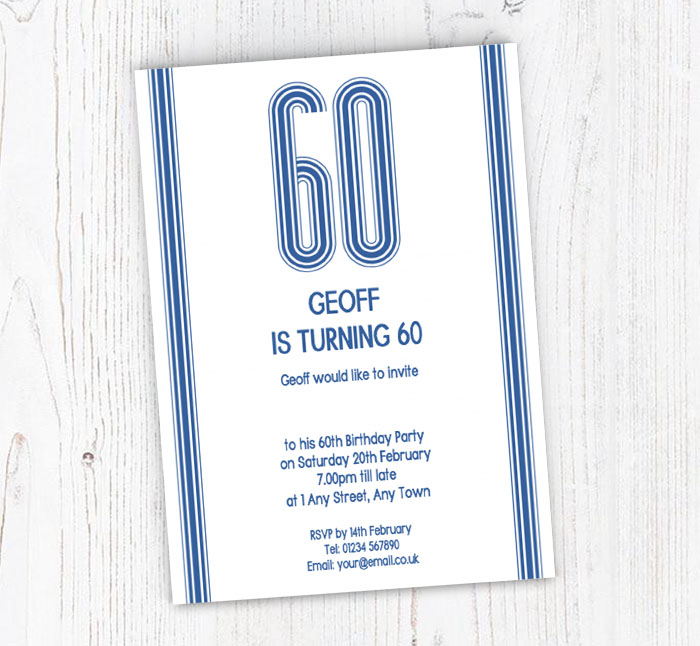 60th vertical stripes party invitations