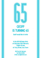 65th vertical stripes party invitations