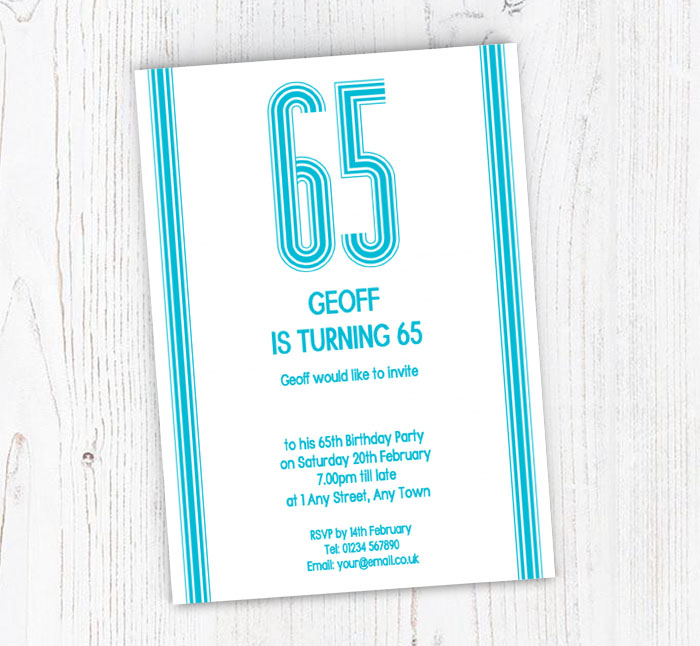 65th vertical stripes party invitations