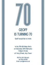 70th vertical stripes party invitations
