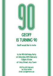 90th vertical stripes party invitations