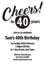 cheers to 40 years party invitations