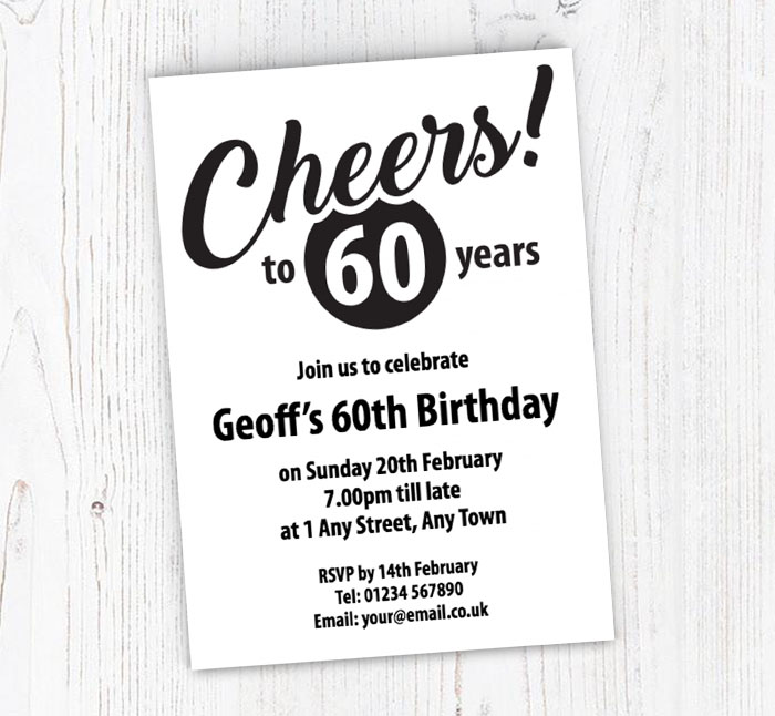 cheers to 60 years party invitations