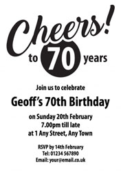 cheers to 70 years party invitations