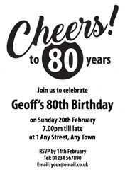 cheers to 80 years party invitations