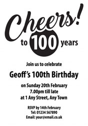 cheers to 100 years party invitations