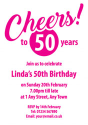 pink cheers to 50 years invitations