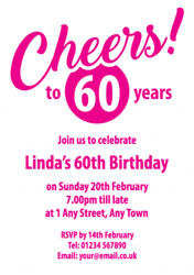 pink cheers to 60 years invitations