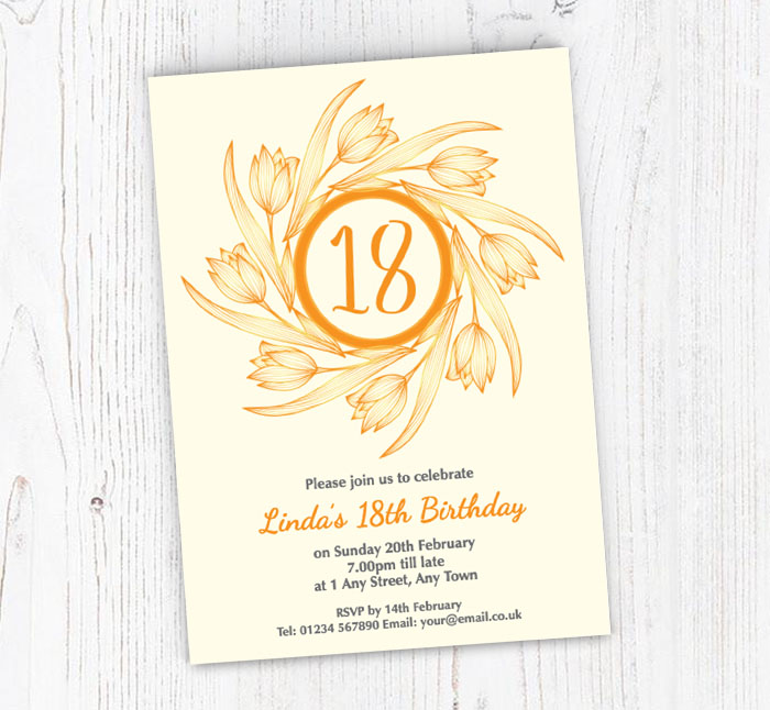 18th tulips party invitations